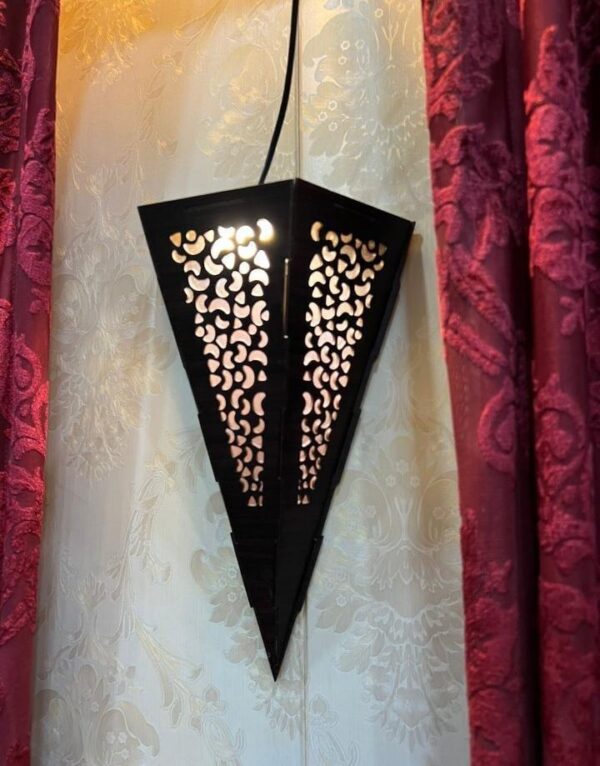 Cone Shaped Wooden Wall Hanging Lamp - Image 2